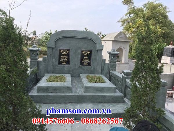 Mẫu mộ đôi khu lăng mộ nghĩa trang gia đình bằng đá xanh rêu đẹp nhất Việt Nam