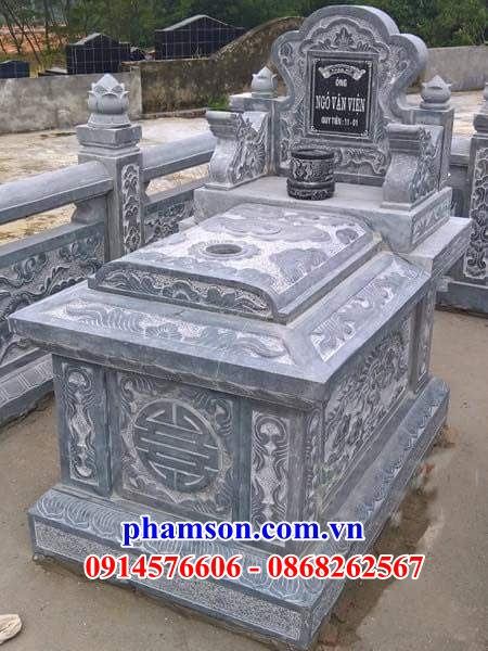 Mẫu mộ không mái đơn giản bằng đá xanh Thanh Hóa kích thước chuẩn phong thủy