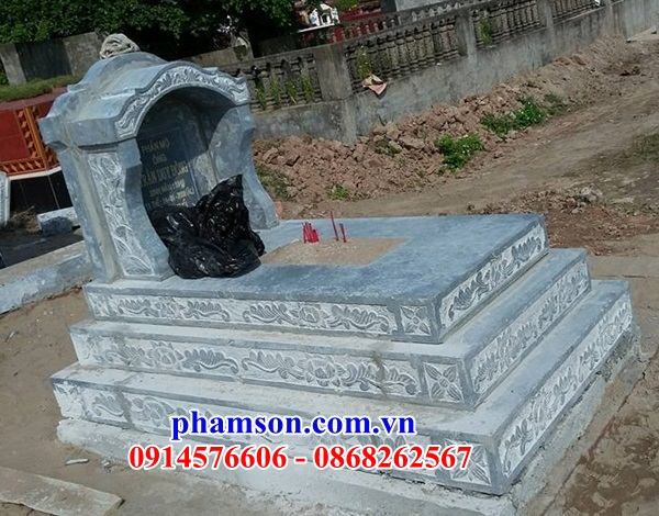 Mẫu mộ tam cấp bằng đá xanh Thanh Hóa thiết kế theo phong thủy