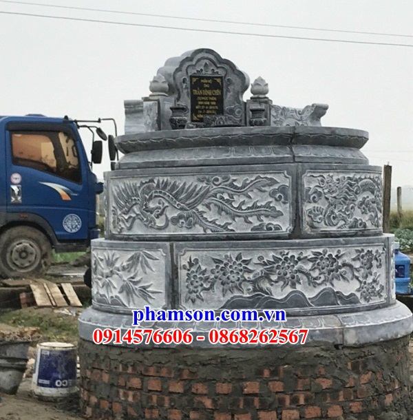 Mẫu mộ tròn khu lăng mộ nghĩa trang gia đình bằng đá giá rẻ thiết kế chuẩn phong thủy
