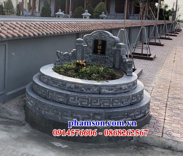 Mẫu mộ tròn khu lăng mộ nghĩa trang gia đình bằng đá xanh Thanh Hóa giá rẻ