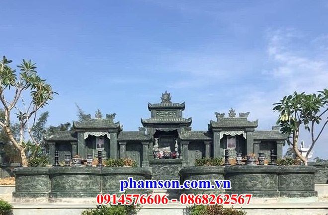 Nghĩa trang gia đình bằng đá xanh rêu thiết kế hiện đại đẹp