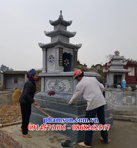 Thi công lắp đặt mộ ba mái khu lăng mộ nghĩa trang gia đình bằng đá mỹ nghệ Ninh Bình đẹp