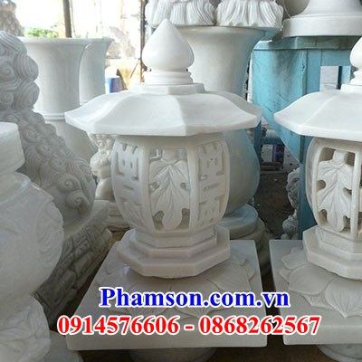 Thiết kế cột đèn sân vườn tiểu cảnh nhà thờ từ đường đình đền chùa miếu bằng đá trắng đẹp
