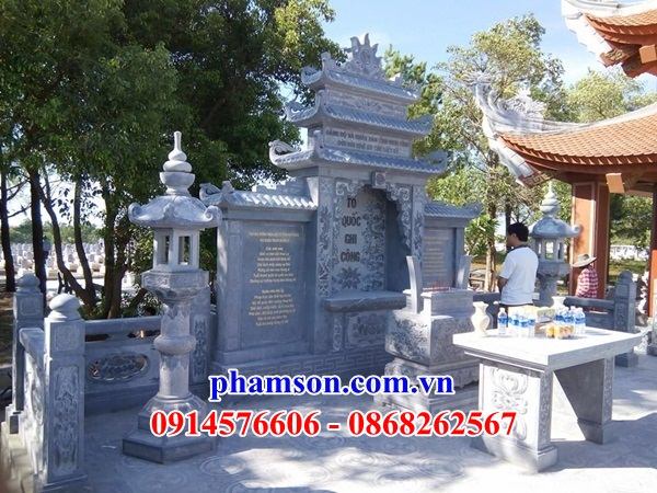 Thiết kế củng kỳ đài thờ chung khu lăng mộ bằng đá xanh Thanh Hóa đẹp