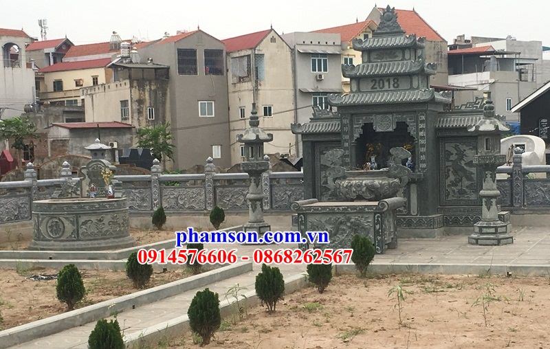 Thiết kế khu lăng mộ bằng đá xanh rêu tự nhiên nguyên khối tại Lạng Sơn