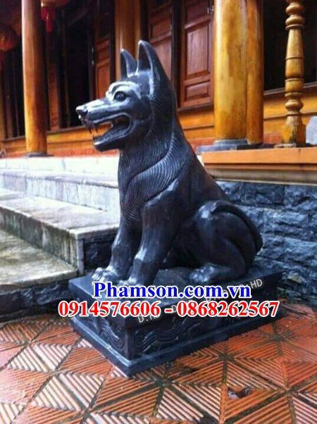 Tượng chó phong thủy canh cổng trấn yểm nhà thờ họ bằng đá tự nhiên cao cấp bán chạy nhất