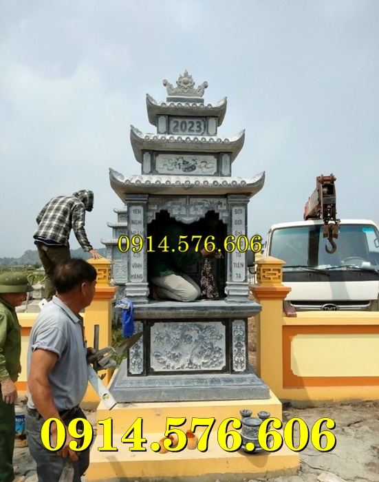 Thiết kế củng kỳ đài thờ chung bằng đá đẹp Bán Vĩnh Phúc