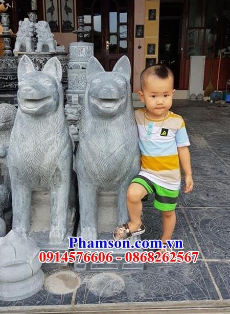 01 Chó canh cổng phong thủy trấn yểm bằng đá ninh bình đẹp bán tại Bắc Ninh