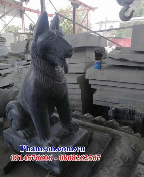01 Chó canh cổng phong thủy trấn yểm bằng đá tự nhiên nguyên khối đẹp bán tại Bắc Ninh