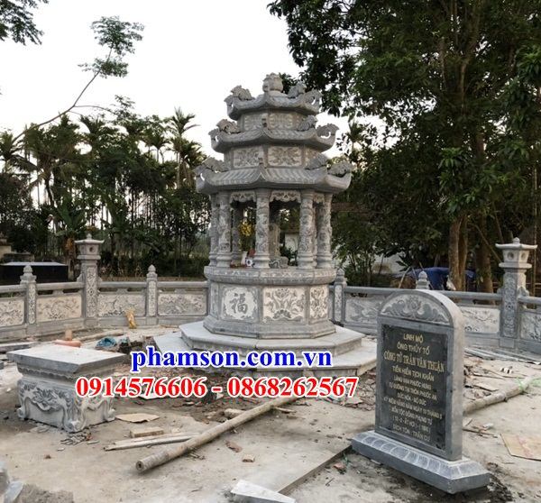01 Mẫu mộ mồ mả gia đình dòng họ tổ tiên lục lăng bát giác bằng đá ninh bình đẹp bán Điện Biên