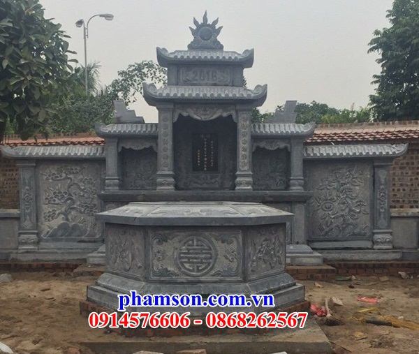 01 Mẫu mộ mồ mả gia đình dòng họ tổ tiên lục lăng bát giác bằng đá thanh hóa đẹp bán Điện Biên