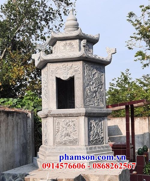 01 Mẫu mộ mồ mả gia đình dòng họ tổ tiên lục lăng bát giác bằng đá tự nhiên nguyên khối đẹp bán Điện Biên