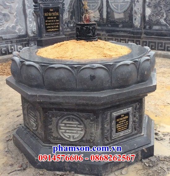 01 Mẫu mộ mồ mả gia đình dòng họ tổ tiên lục lăng bát giác bằng đá xanh đẹp bán Điện Biên