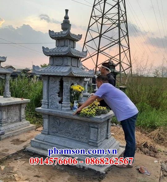 01 Mộ mồ mả gia đình ông bà bố thoải mái bằng đá xanh đẹp bán tại Nam Định