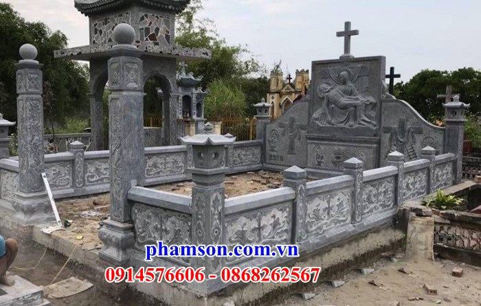 01 Mộ nghĩa trang gia đình dòng lăng mồ mả đá công giáo đạo thiên chúa đẹp bán tại Tiền Giang