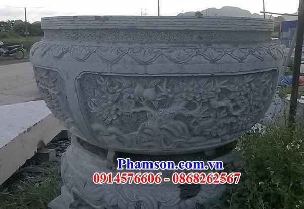 02 Châu bể bằng đá xanh ninh bình trồng cây cảnh bon sai đẹp bán tại Bắc Giang