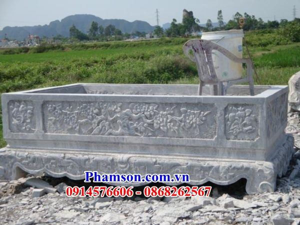 02 Châu bể bằng đá xanh tự nhiên nguyên khối trồng cây cảnh bon sai đẹp bán tại Bắc Giang