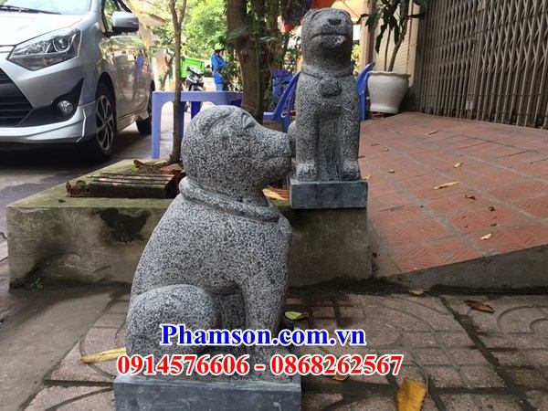 02 Chó trấn yểm phong thủy canh cổng cổ bằng đá đẹp bán tại Bắc Giang