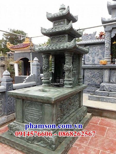 02 Mộ mồ mả ba mái cao cấp bằng đá xanh rêu khu lăng nghĩa trang gia đình dòng họ ông bà bố mẹ đẹp bán tại Nam Định