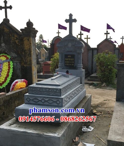 02 Mộ nghĩa trang khu lăng mồ mả gia đình dòng họ cất giữ để hũ tro hài cốt đá thanh hóa công giáo người theo đạo đẹp bán tại Sóc Trăng