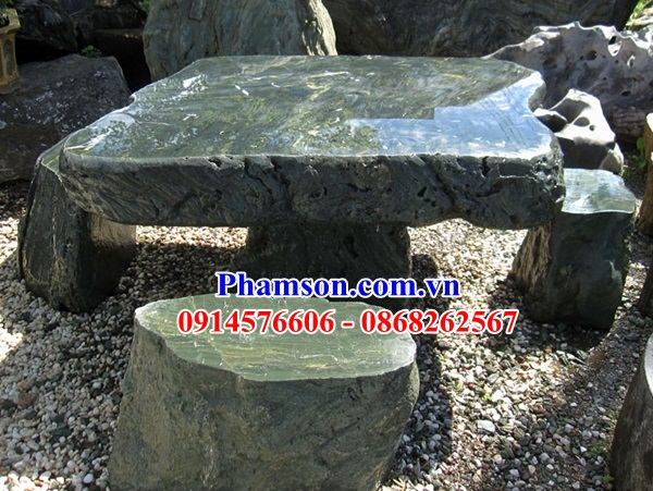 03 Bộ bàn ghế bằng đá xanh bán tại Bắc Giang