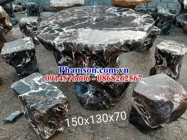 03 Bộ bàn ghế sân vườn biệt thư bằng đá xanh đẹp bán tại Bắc Giang