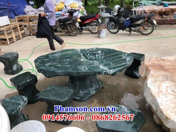 03 Bộ bàn ghế sân vườn biệt thư bằng đá xanh thanh hóa đẹp bán tại Bắc Giang
