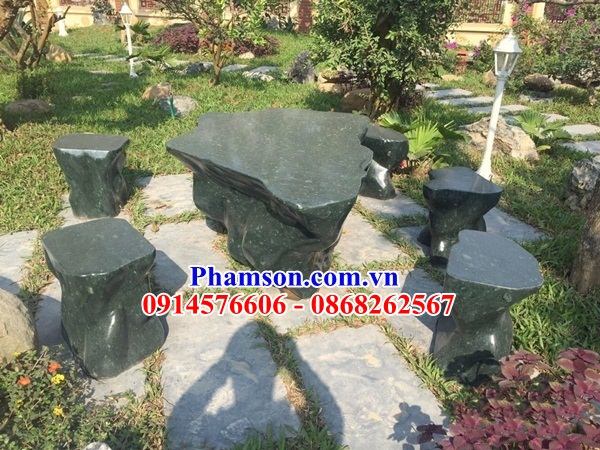 03 Bộ bàn ghế sân vườn biệt thư bằng đá xanh tự nhiên đẹp bán tại Bắc Giang