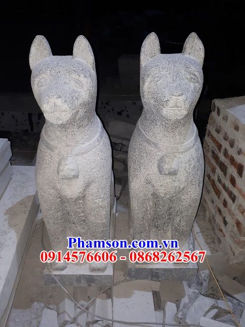 03 Mẫu chó cổ phong thủy canh cổng trấn yểm bằng đá ninh bình đẹp bán tại Lạng Sơn