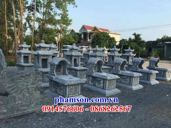 03 Mộ mả một mái gia đình dòng họ ông bà bố mẹ bằng đá xanh đẹp bán tại Thái Nguyên