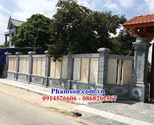 03 Tường hàng rào lan can nghĩa trang khu lăng mộ mồ mả nhà thờ từ đường gia đình dòng họ tổ tiên bằng đá đẹp bán tại Thanh Hóa
