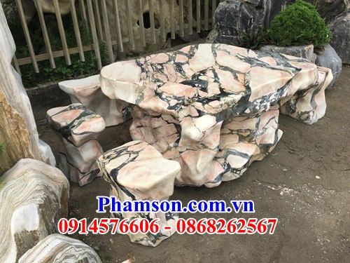 04 Bộ bàn ghế đôn sân vườn biệt thự đá nguyên khối đẹp bán tại Lạng Sơn