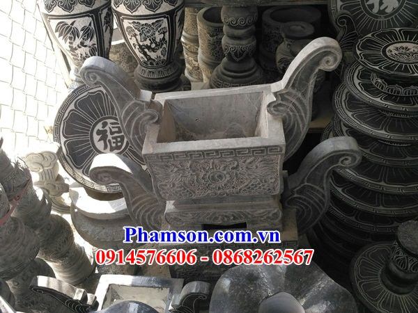 04 Bộ bát hương lọ hoa mâm bồng đĩa đựng trái cây bằng đá nghĩa trang khu lăng mộ mồ mả đẹp bán tại Bình Định