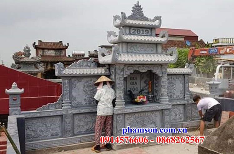 04 Lăng lầu kỳ đài củng cây hương am thờ chung khu mộ gia đình dòng họ ông bà bố mẹ bằng đá thanh hóa đẹp bán tại Quảng Ninh