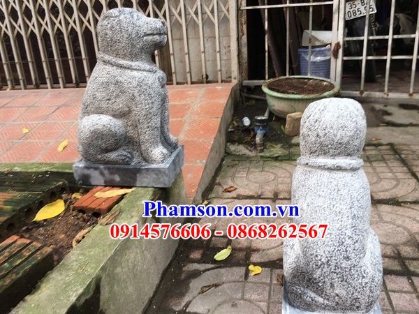 04 Mẫu chó phong thủy canh cổng trấn yểm bằng đá xanh đẹp bán tại Hưng Yên