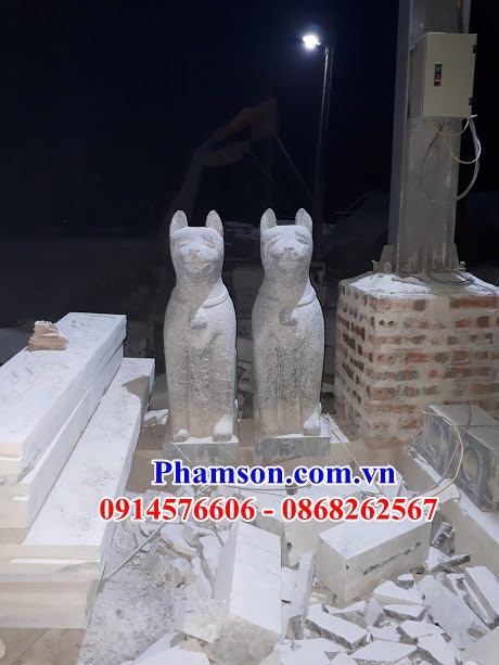04 Mẫu chó phong thủy canh cổng trấn yểm bằng đá xanh thanh hóa đẹp bán tại Hưng Yên