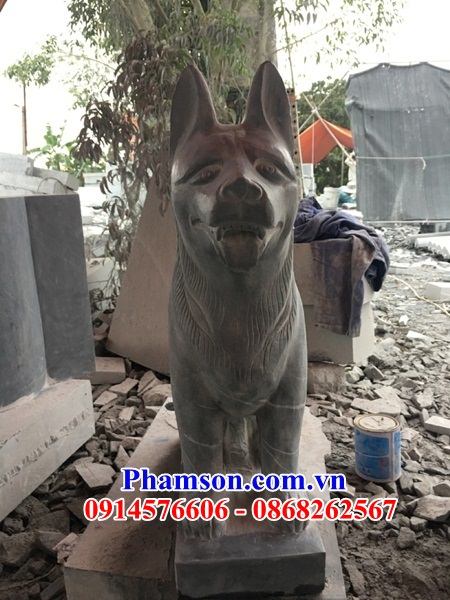 04 Mẫu chó phong thủy canh cổng trấn yểm bằng đá xanh tự nhiên đẹp bán tại Hưng Yên