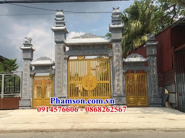 04 Mẫu cổng đá ninh bình tam quan tứ trụ nhà thờ từ đường gia đình dòng họ tổ tiên đình đền chùa đẹp bán tại Cao Bằng