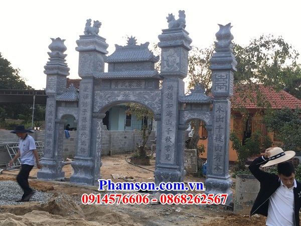 04 Mẫu cổng đá tam quan tứ trụ nhà thờ từ đường gia đình dòng họ tổ tiên đình đền chùa đẹp bán tại Cao Bằng