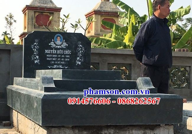 04 Mẫu mộ mồ mả đá ninh bình đơn giản không mái hiện đại tam cấp nguyên liền khối đẹp bán tại Thái Bình