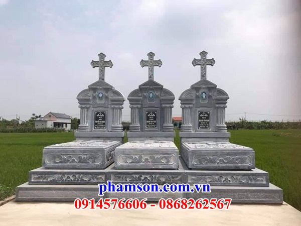 04 Mộ nghĩa trang khu lăng mồ mả cất để giữ cất tro hài cốt đá xanh công giáo đẹp bán tại Kiên Giang