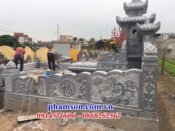 04 Tường hàng rào lan can nghĩa trang khu lăng mộ mồ mả nhờ họ từ đường gia đình dòng họ tổ tiên bằng đá đẹp bán tại Nghệ An