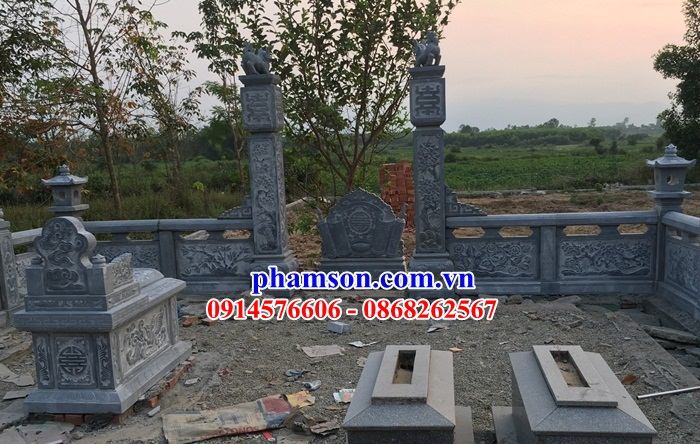 04 Tường hàng rào lan can nghĩa trang khu lăng mộ mồ mả nhờ họ từ đường gia đình dòng họ tổ tiên bằng đá ninh bình đẹp bán tại Nghệ An
