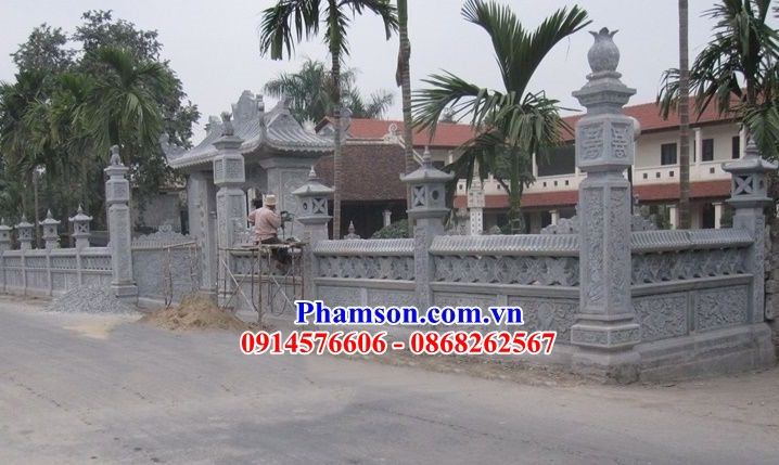 04 Tường hàng rào lan can nghĩa trang khu lăng mộ mồ mả nhờ họ từ đường gia đình dòng họ tổ tiên bằng đá thanh hóa đẹp bán tại Nghệ An