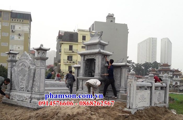 04 Tường hàng rào lan can nghĩa trang khu lăng mộ mồ mả nhờ họ từ đường gia đình dòng họ tổ tiên bằng đá xanh đẹp bán tại Nghệ An