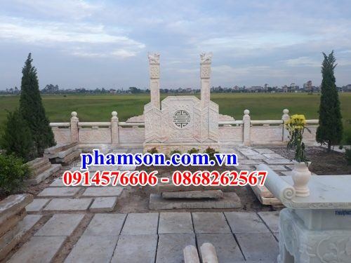 05 Cuốn thư bức bình phong đá vàng khu lăng mộ nghĩa trang nhà thờ từ đường dòng họ gia đình ông bà bố mẹ ba má đẹp bán tại Thái Bình