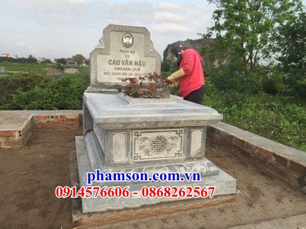 05 Mẫu mộ mồ mả đá ninh bình đơn giản không mái hiện đại tam cấp nguyên liền khối đẹp bán tại Nam Định