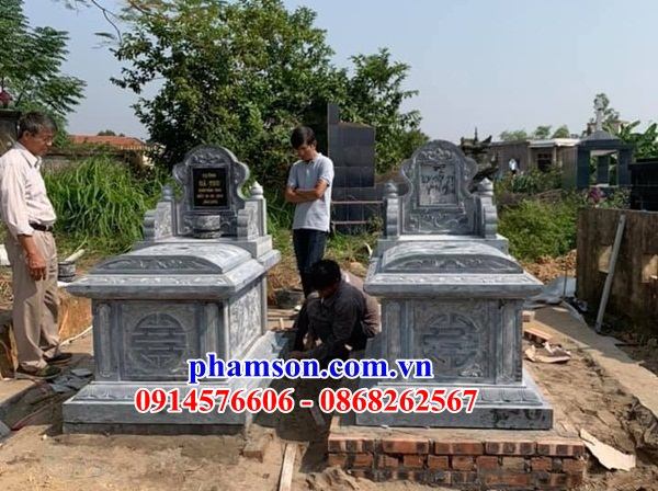 05 Mẫu mộ mồ mả đá tự nhiên nguyên khối đơn giản không mái hiện đại tam cấp nguyên liền khối đẹp bán tại Nam Định
