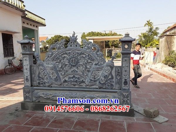 06 Cuốn thư bức bình phong đá xanh ninh bình đình chùa nhà thờ nghĩa trang khu lăng mộ mồ mả đẹp bán tại Nam Định